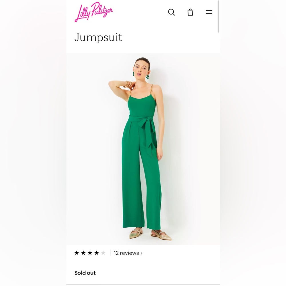 NWT Lily Pulitzer Zemira Jumpsuit in Emerald